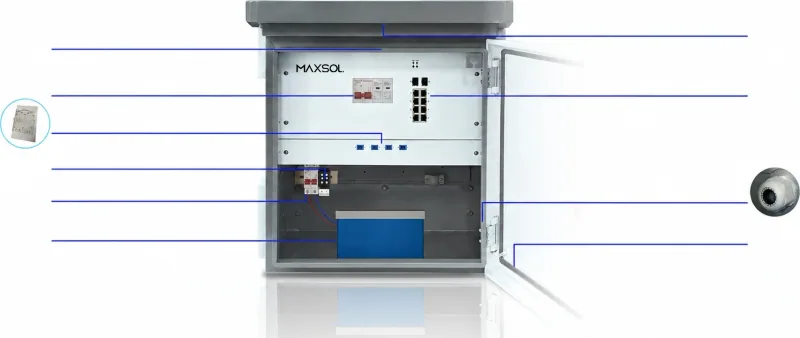 صندوق MAXSOL الذكي مع تسميات مكونات مرقمة
