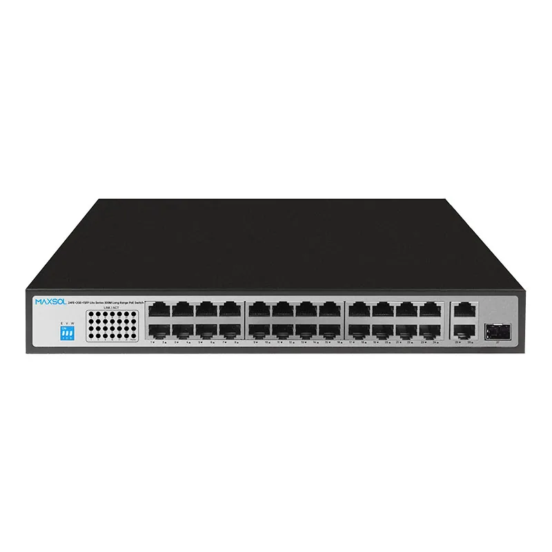 مبدّل Fast Ethernet PoE+ بـ 24 منفذًا ومنافذ ربط صاعد Gigabit