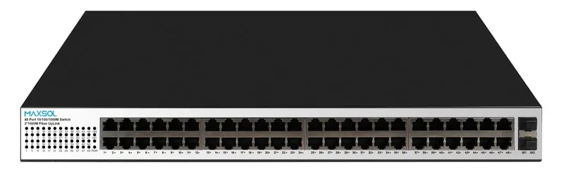 مبدّل Gigabit PoE طراز Maxsol PS14802SFG بثمانية وأربعين منفذًا ومنفذي ربط صاعد