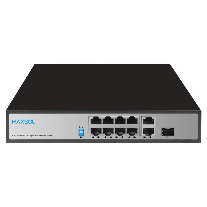 مبدّل Gigabit PoE+ طراز PS1802FG بـ 8 منافذ وربط صاعد RJ45 وSFP