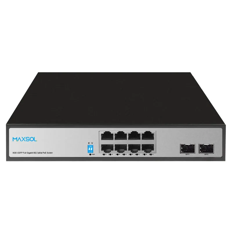 مبدّل Gigabit PoE+ بـ 8 منافذ و2 من منافذ SFP للربط الصاعد