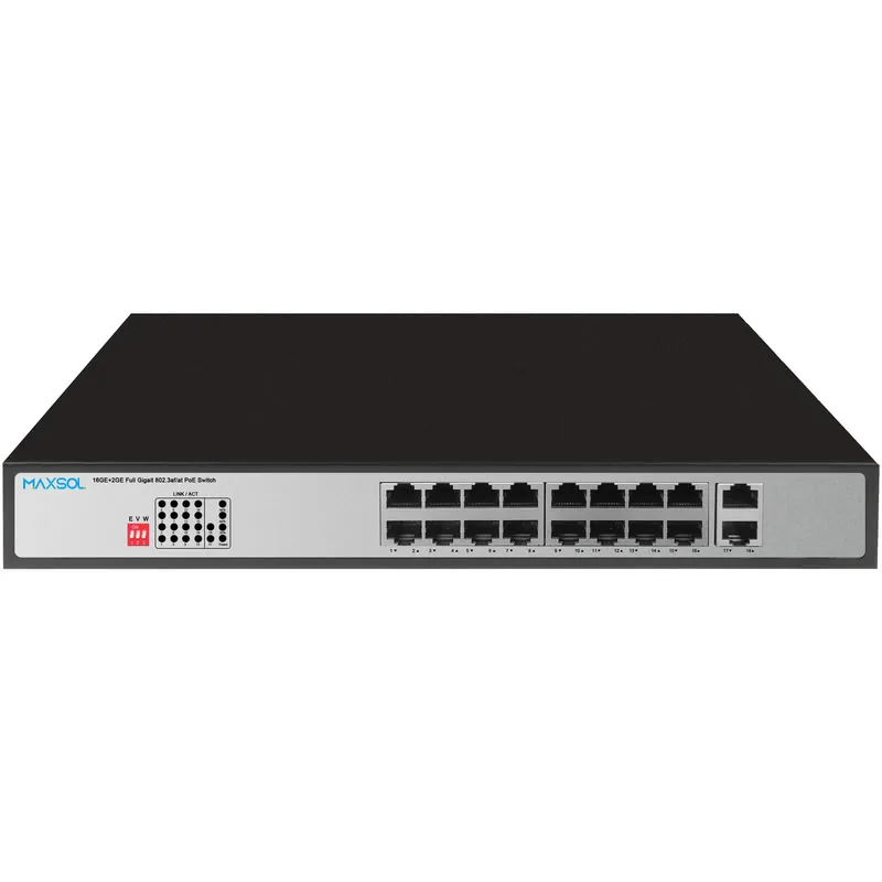 مبدّل Gigabit PoE+ بـ 16 منفذًا، ‏300W، و2 من منافذ الربط الصاعد