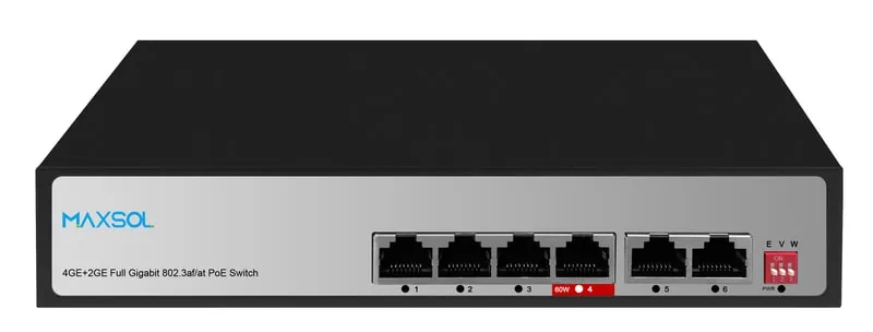 مبدّل Gigabit PoE غير مُدار بعيد المدى بـ 4 منافذ، ‏65W