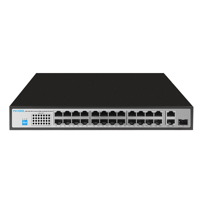 مبدّل Fast Ethernet PoE+ بـ 24 منفذًا ومنافذ ربط صاعد Gigabit