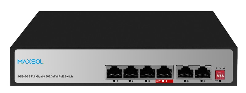 مبدّل Gigabit PoE غير مُدار بعيد المدى بـ 4 منافذ، ‏65W
