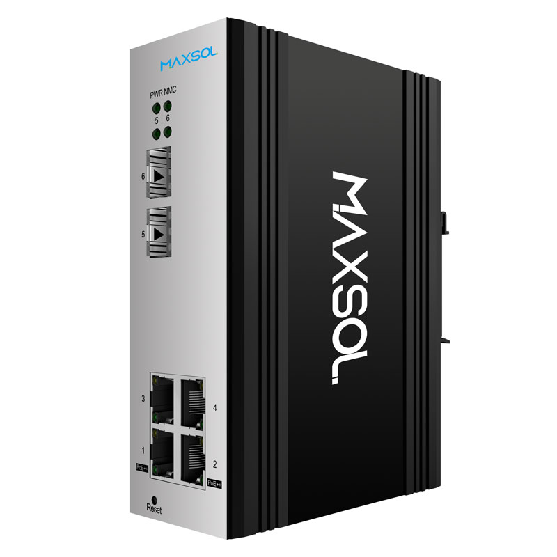 مبدّل Gigabit PoE++ صناعي مُدار بـ 4 منافذ