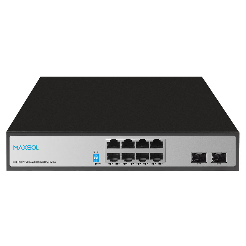 مبدّل Gigabit PoE+ بـ 8 منافذ و2 من منافذ SFP للربط الصاعد